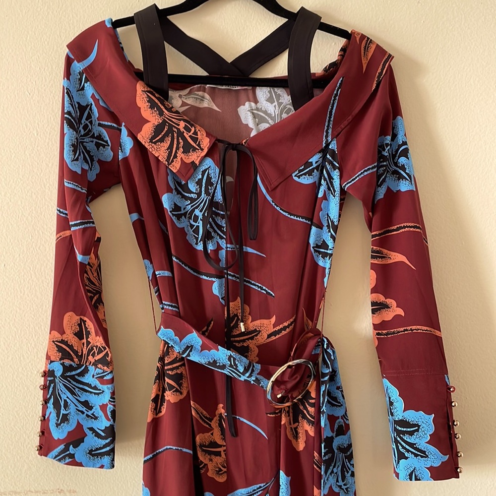 Derek Lam silk pirate floral pleated dress